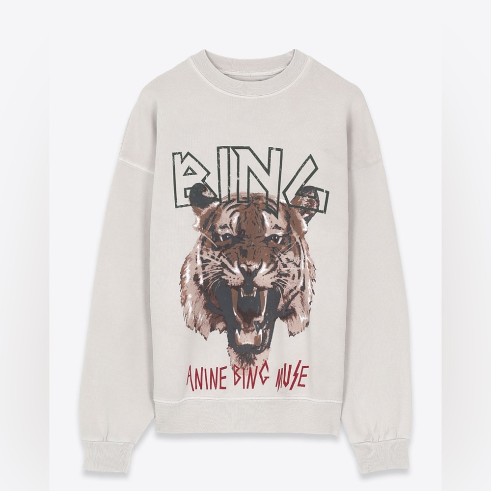 Anine Bing Tiger Sweatshirt color Stone size XS